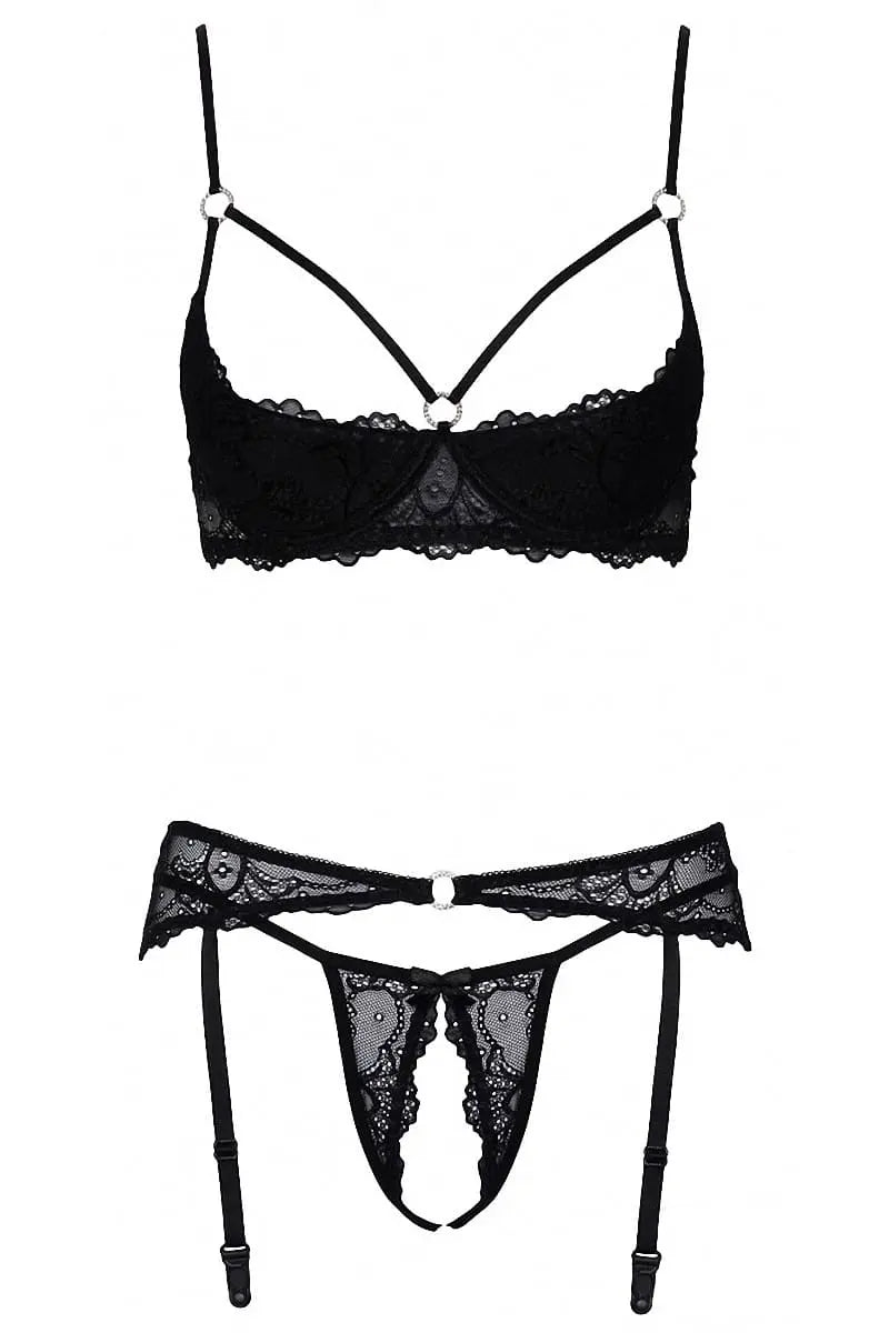 Lingerie en dentelle délicate, ensemble sexy ouvert élégant pour une allure séduisante et raffinée