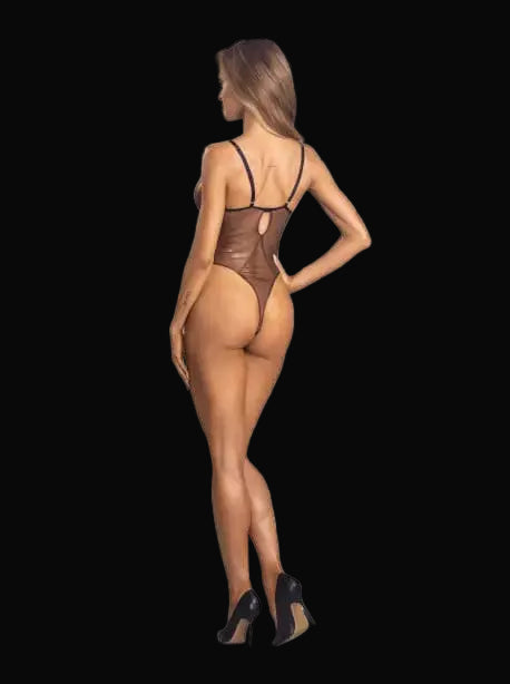 Body Sexy Teddy à Bretelles en Maille Fine à reflet doré - Senslov