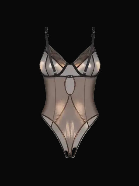 Body Sexy Teddy à Bretelles en Maille Fine à reflet doré - Senslov